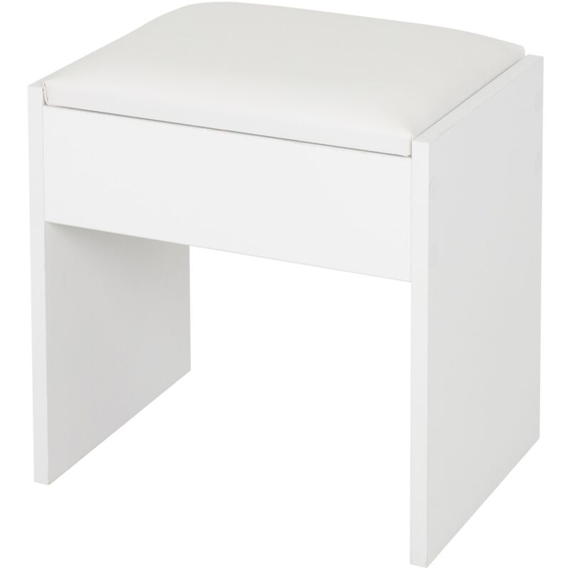 Tabouret Coiffeuse Noir 40x43cm - Siège Rembourré Simili - Design Moderne Pour Maquillage Ou Piano