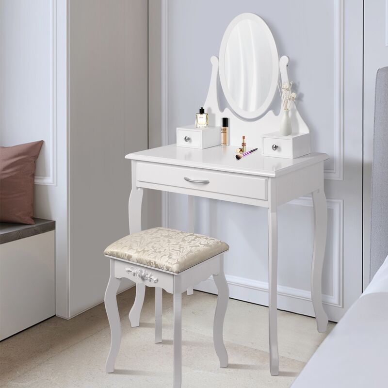 ML-Design - Table de maquillage blanc table de coiffeuse moderne MDF avec  miroir + 4 tiroirs - Coiffeuse - Rue du Commerce