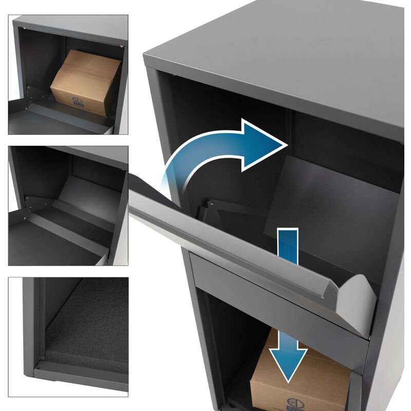 ML design modern living - Boîte à colis en acier galvanisé gris avec trappe  pour colis env. 41x103x38 cm - Boîte aux lettres - Rue du Commerce