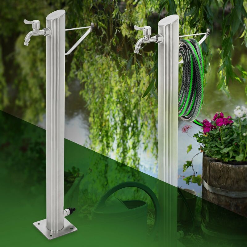 Robinet d'extérieur 95x5cm, colonne d'eau extérieure en acier inoxydable,  distributeur d'eau, point d'eau jardin