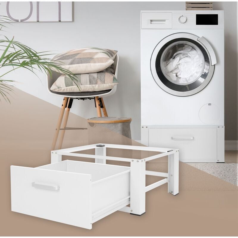 Support lave-linge et sèche-linge Panier métallique 200 kg Blanc