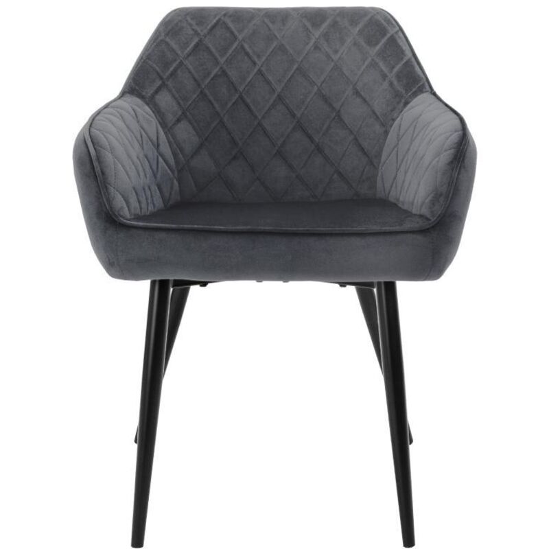 Anrekl Lot De 4 Chaises Salle à Manger Avec Accoudoirs - Rembourrées Confortables, Pieds Métal, Design Moderne Gris - Cuisine & Salon