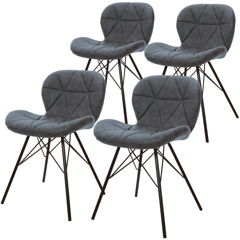Chaise design ergonomique et stylisée au meilleur prix, Lot de 4 chaises  RIVER empilables design coloris anthracite.