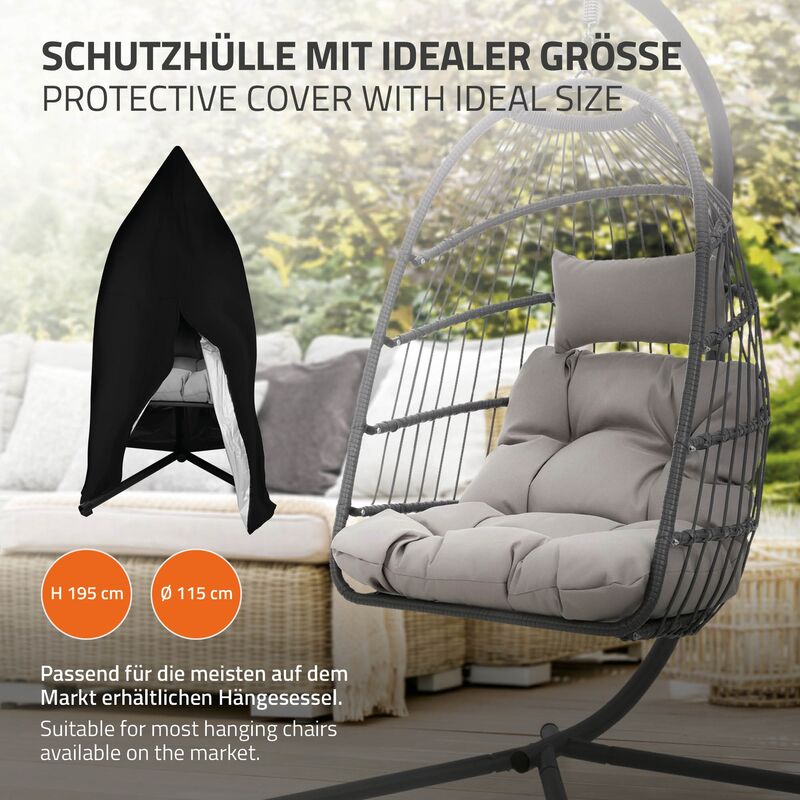 ECD Germany Fauteuil Suspendu avec Structure, Coussin + Housse Protection,  Support Plafond, Bleu Marine, Intérieur/Extérieur