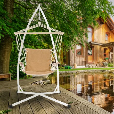 Balançoire Suspendue Avec 2 Coussins - Pour Intérieur Ou Jardin - Supporte 140 Kg - Style Bohème - 6