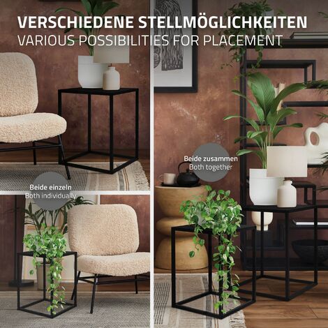 Set De 3 Tabourets à Fleurs Empilables Métal Doré - Supports Pour Pots De Fleurs - Décoration Salon/Jardin