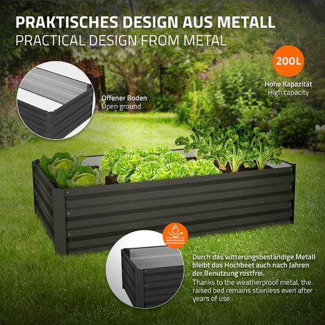 Jardinière Surélevée En Acier Hexagonale - 69x60x45 Cm - Fond Ouvert, Couleur Anthracite - Pour Potager, Fleurs, Balcon