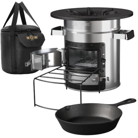 Réchaud à bois portable en acier inoxydable 304 avec sac de rangement pour tente, cuisine, randonnée, pique-nique, barbecue, voyage, randonnée