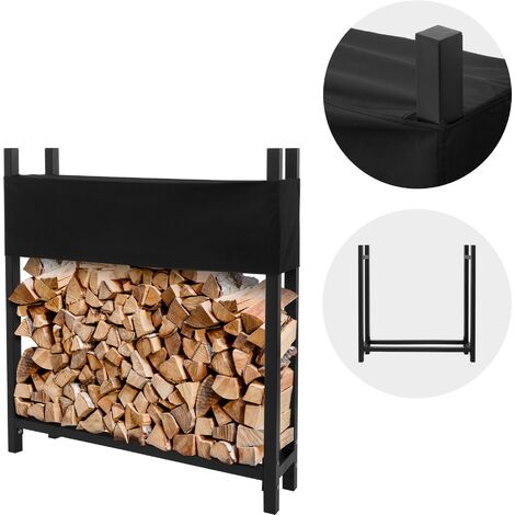 ML-Design Housse D'Étagère à Bois De Cheminée, 185L X 125H Cm, Noir, Résistant Aux Intempéries