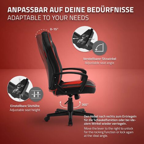 Songmics chaise de bureau en toile, fauteuil d'ordinateur, siège  ergonomique, support lombaire réglable, appui-tête réglable, dossier  inclinable, charge 150 kg, hauteur réglable, noir obn063b01 Charge 150 kg -  Conforama