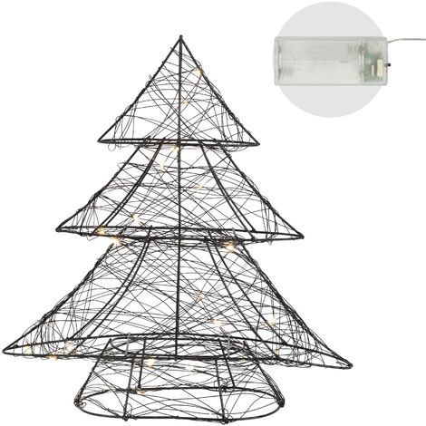 Sapin triangle à piles lumineux Blanc chaud 40 LED - Déco de Noël