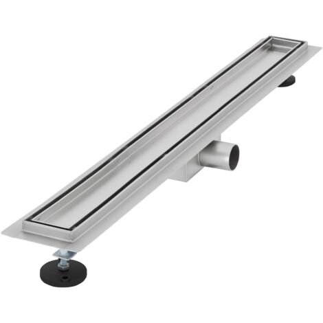 LuxeBath Caniveau de Douche 80 cm 2en1 à Carreler, Argent, Acier Inoxydable, avec Appareil Désodorisant et Filtre à Cheveaux Amovible, Pieds Réglable en Hauteur, Siphon Double Face, Écoulement de Sol