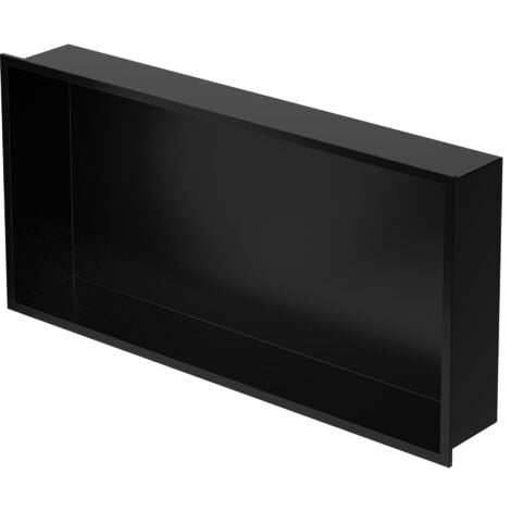 Niche De Douche En Acier Inoxydable Noir Mat Avec Lumière LED, Pas