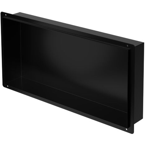 Niche De Douche En Acier Inoxydable Qeke 12x18 Pouces - Noir Mat, Avec éclairage RGB, Neuve