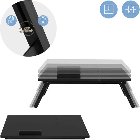 NEARPOW Table de Lit pour Ordinateur Pliante avec Pied Multifonctions Plateau de Lit pour Petit Déjeuner Lire Réglable en Hauteur et en Angle ( Noir-Large
