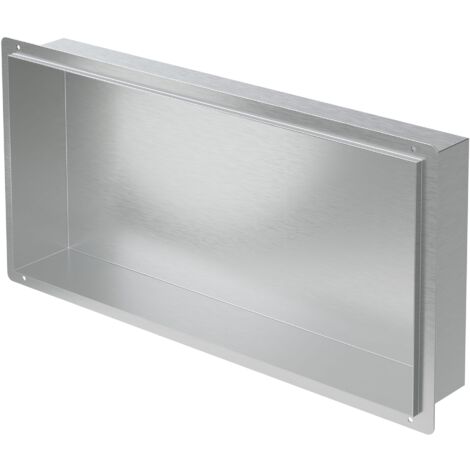 Douche Murale En Acier Inoxydable Avec LED - Étagère Encastrée 60x30 Cm, Noire, Installation Sans Carrelage - 6