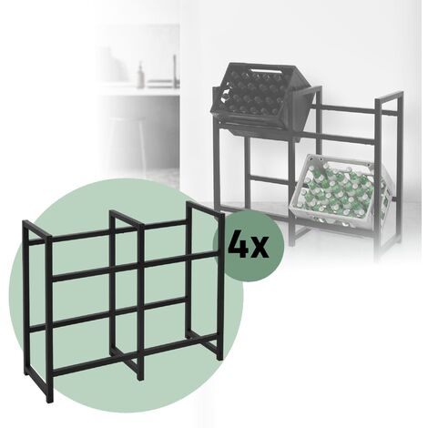 Meatll - Étagère à 2 Niveaux Pour 4 Caisses à Boissons - Capacité 150 Kg Par Niveau, Acier Revêtu, Pieds Réglables (81x32x82.5 Cm)