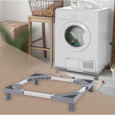 Support pour machine à laver avec étagère 63x54 cm blanc en acier ML-Design