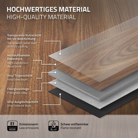 Lot De 7 Dalles PVC à Clipser - Aspect Chêne Marron, 1,54 M², épaisseur 4,2 Mm