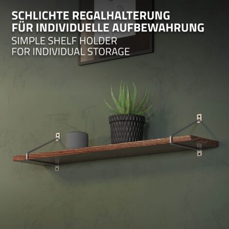 ML-Design Lot De 2 Pièces De Support D'Étagère, 160mm, En Métal, Gris, Forme Triangulaire, Design Industriel, Équerre D'Étagère Flottante Pour Projets De Bricolage, Matériel De Montage Mural Inclus