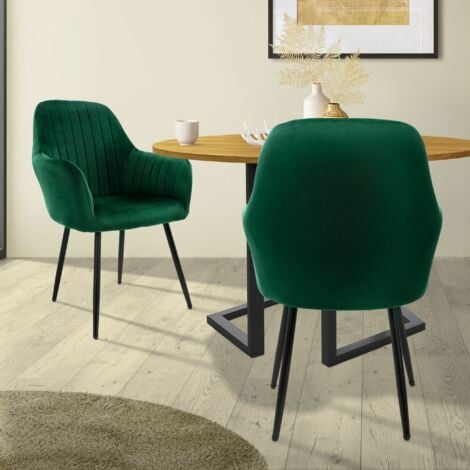 ML-Design Lot de 2 chaises de salle à manger avec dossier et accoudoirs,  vert, chaises
