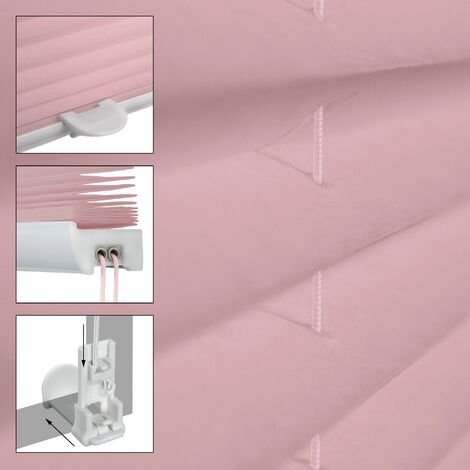 Store Plissé Klemmfix Ivoire 105x140cm - Fixation Sans Perçage, Tissu Polyester, Occultant