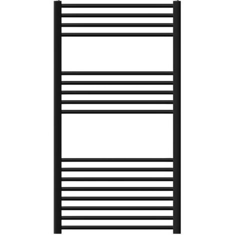 LuxeBath Radiateur de Salle de Bain Design Sahara, 750 x 1200 mm, Noir Mat, Forme Droite avec Connexion Latérale, Chauffe Porte Serviettes avec Kit de Montage Mural, pour le Fonctionnement Électrique