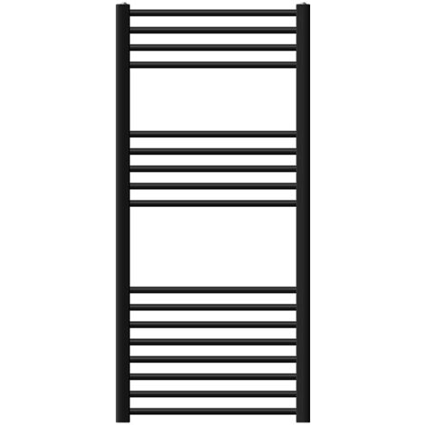 Luxebath – Radiateur sèche-serviette électrique 600x1200 mm – Noir mat – Droit avec connexion latérale – Acier haute conductivité – Montage mural inclus (1/5)