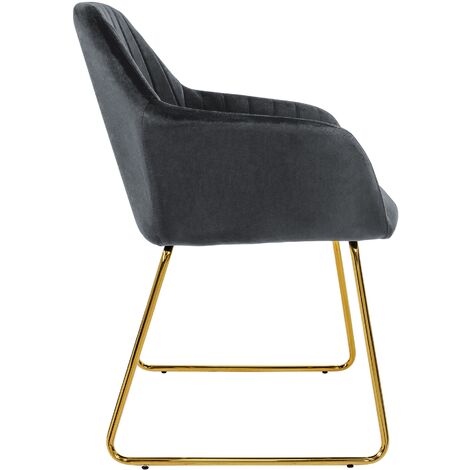 ML-Design Lot De 2 Chaises Salle à Manger Velours Jaune Moutarde - Pieds Métalliques Noirs