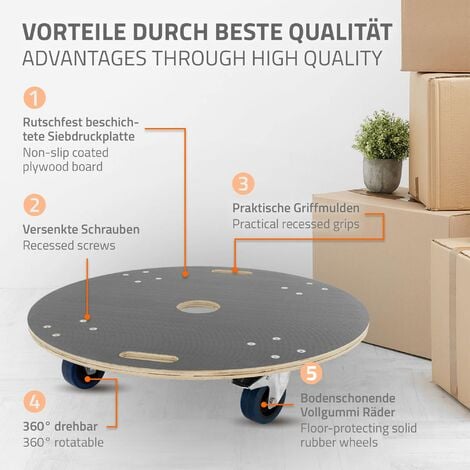 ECD Germany Chariot à Roulettes - 40 x 60 cm - Jusqu'à 800 kg - Plaque de  Sérigraphie - Roues en Caoutchouc Pivotantes - Transport de Meubles - Aide  au Transport Déplacement - Chariot Déménagement