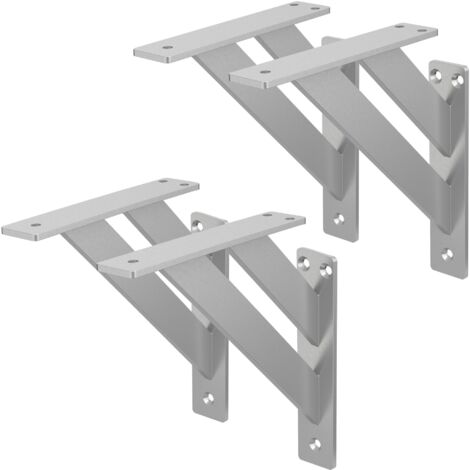 Lot De 4 Supports D'étagère Métal Lourd 40x24 Cm - Pour Intérieur Et Jardin, Fixation Facile, Charge élevée