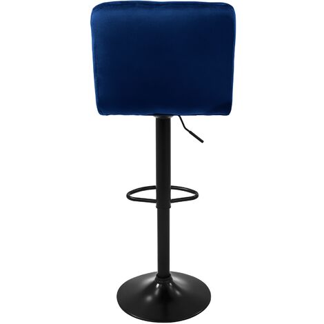 ML-Design Lot De 2 Tabourets De Bar En Velours Bleu - Réglables 62-82cm - Pivotants Avec Dossier