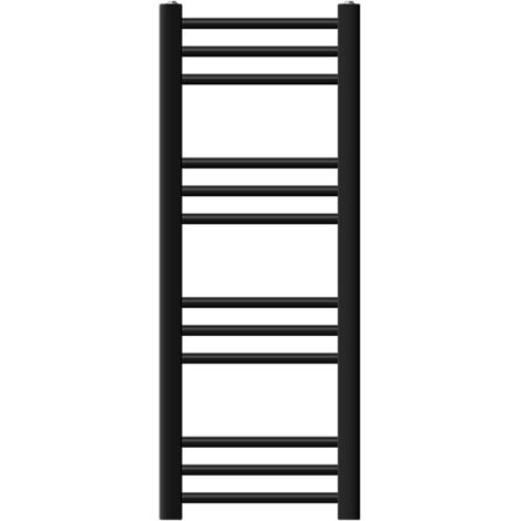 LuxeBath Radiateur de Salle de Bain Design Sahara, 300 x 800 mm, Noir Mat, Forme Droite avec Connexion Latérale, Chauffe Porte Serviettes avec Kit de Montage Mural, pour le Fonctionnement Électrique (1/5)