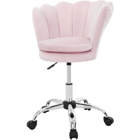 Fauteuil De Bureau Velours Rose Clair – ML Design – Réglable, Roulettes – Neuf