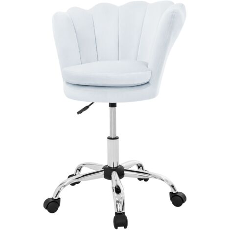 WOHNLING Chaise de Bureau Pivotante Design en Velours Bleu Foncé | Siège Coque 120 kg Réglable en Hauteur | Chaise de Travail Sans Roulettes | Rotatif Pour Bureau à Domicile