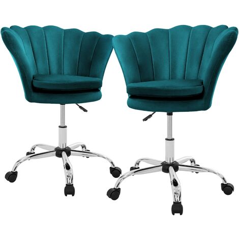 Fauteuil De Bureau Design Bleu Pétrole En Velours - Hauteur Réglable, Pivotant, Charge 120kg - ML DESIGN
