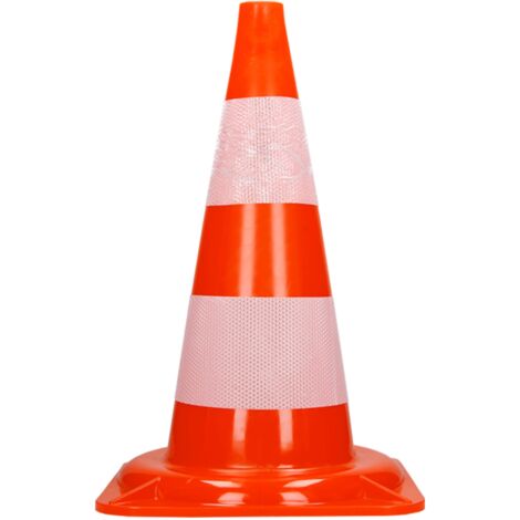 Cônes De Signalisation ECD Germany - Lot De 10, 47 Cm Haut, PVC Orange/blanc Réfléchissant | Pour Parking, Entraînement Sportif, Sécurité Privée