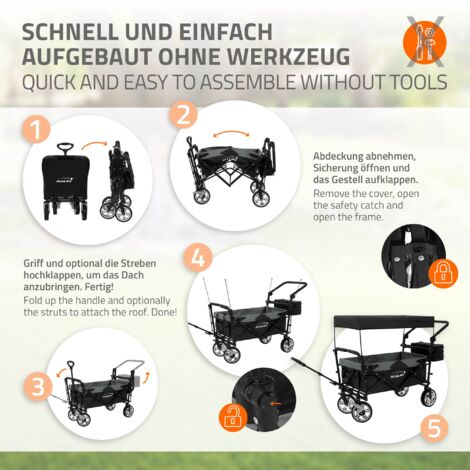 Chariot de camping pliable derwagen 260 L - Charge maximale : 150 kg - Grand