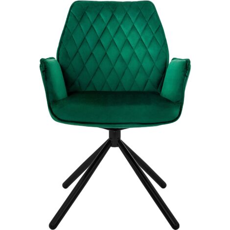 Fauteuil Pivotant Ergonomique Vert - Pour Salon/salle à Manger, Métal Et Textile, Charge 120kg