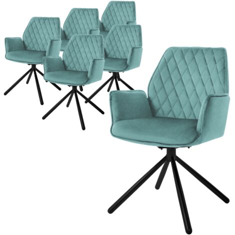 ML-Design Lot 6 Chaises de Salle à Manger, Sauge, en Velours, Pivotante, avec Accoudoirs et Dossier, Assise Rembourrée, Pieds Métalliques, Fauteuil Moderne, Ergonomique, Chaise Cuisine Salon Bureau (1/5)
