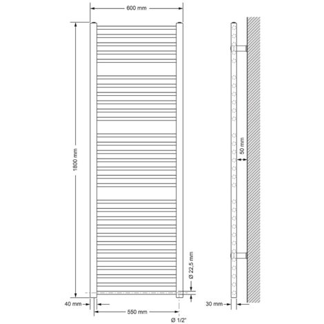 ECD Germany Radiateur Electrique Sèche-Serviettes 500x1600mm Chrome - 900W