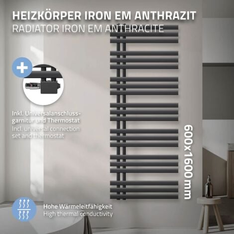 Luxebath Radiateur Design Iron Em X Mm Anthracite Raccord