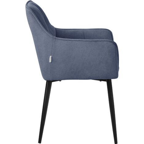 Chaise De Salle à Manger Design Noir - Tissu éponge, Pieds Métal Noir - Dimensions 63x57x90 Cm - Neuf