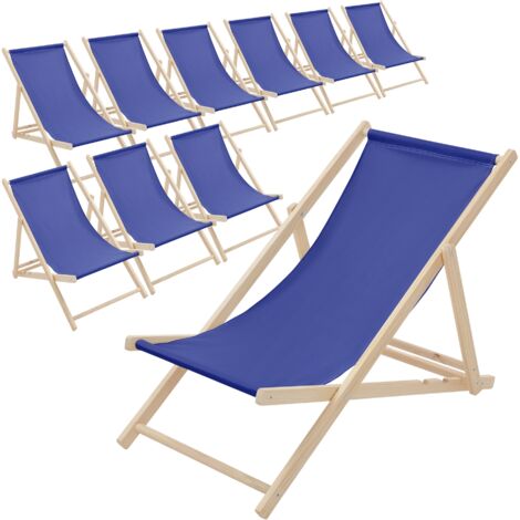 ECD Germany Lot de 3 Chaises Longues Pliantes en Bois Chiliennes, Beige