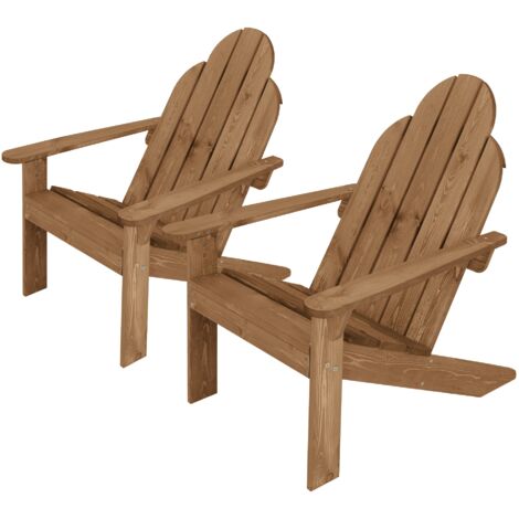 Chaise Jardin Adirondack En Bois Sapin Massif Avec Table Integrée - Fauteuil Terrasse Patio Extérieur