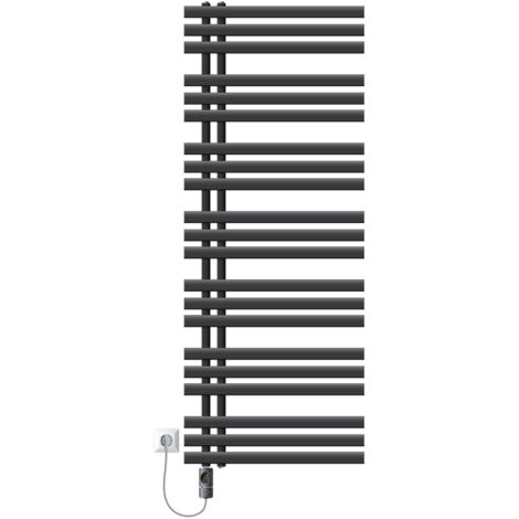 Radiateur Sèche-serviettes électrique LuxeBath Design Iron - 600x1600 Mm Anthracite - Résistance 1200W Avec Thermostat Numérique - Pour Salle De Bain, Installation Murale Facile