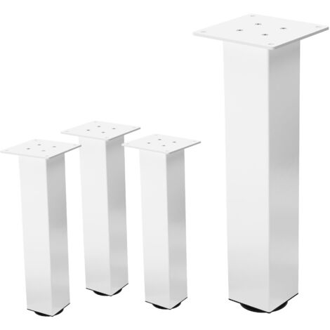 ML-Design Lot de 4 Pieds de Table I-Design 42 cm, Blanc Brillant, en Acier Laqué Epoxy, Carré, Profil 8x8 cm, Pieds de Meuble Réglables en Hauteur 1-4 cm, Pieds de Support pour Tables Basses, Bancs (1/5)