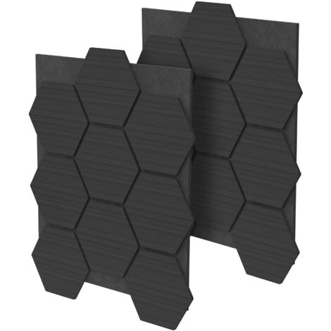 18 Panneaux Acoustiques Hexagonaux Noirs – Isolation Phonique NRC 0.95, Haute Densité 230 Kg/m³, Autocollants