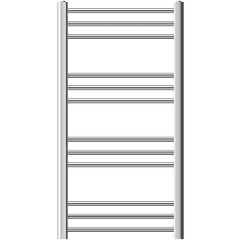 LuxeBath Radiateur de Salle de Bain Sahara 500 x 800 mm Chrome Courbé Raccord Latéral au Bas, avec Résistance Électrique 600W Thermostat Affichage Digital, Sèche-Serviettes à Cartouche Chauffante (1/5)