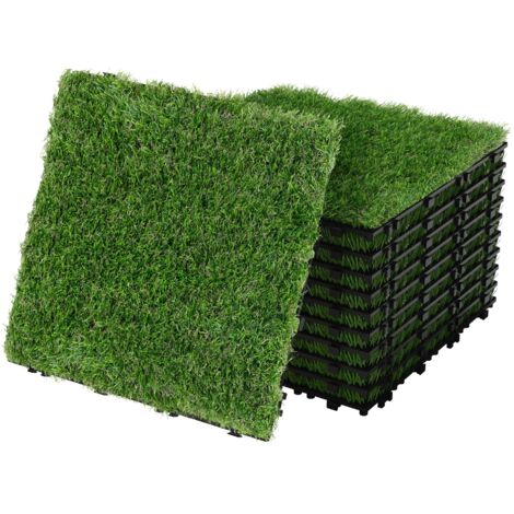 ML-Design Dalles Gazon Synthétique, 30x30 cm/55 pièces=5m², Clipsables avec Drainage, Pelouse Herbe Artificielle Revêtement de Sol à Cliquer Tapis Jardin Terrasse Extérieur Intérieur Résistant aux UV (1/5)